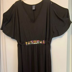 Floor length,black,soft dress.Open shoulder slits. Perfect for special occasion